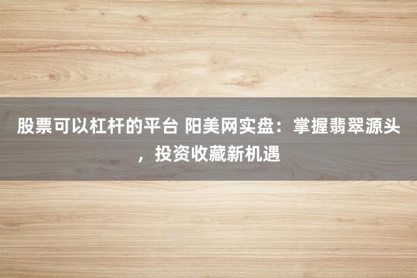 股票可以杠杆的平台 阳美网实盘：掌握翡翠源头，投资收藏新机遇