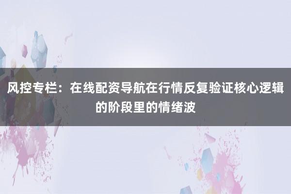 风控专栏：在线配资导航在行情反复验证核心逻辑的阶段里的情绪波