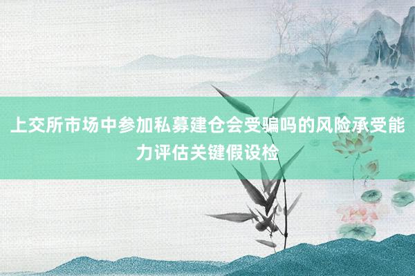 上交所市场中参加私募建仓会受骗吗的风险承受能力评估关键假设检