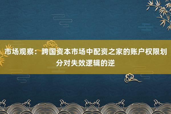 市场观察：跨国资本市场中配资之家的账户权限划分对失效逻辑的逆